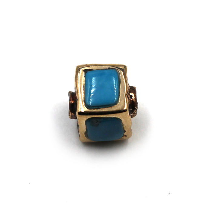 Turquoise Inlay Bronze Bead