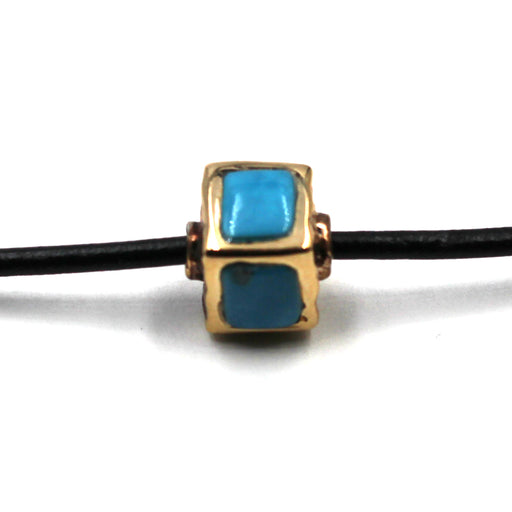 Turquoise Inlay Bronze Bead