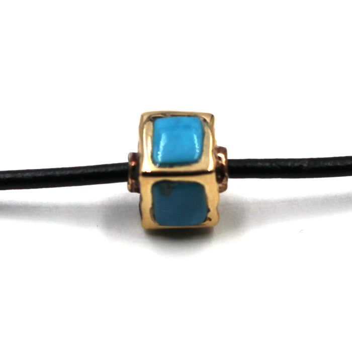 Turquoise Inlay Bronze Bead