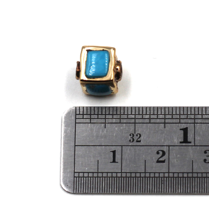 Turquoise Inlay Bronze Bead