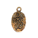 (bzp137-9326) Bronze Owl in a circular frame pendant