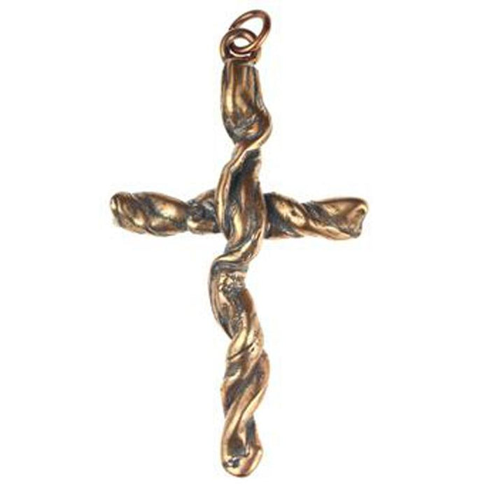 (bzp141) Bronze heavy twisted towel type cross 79mm long