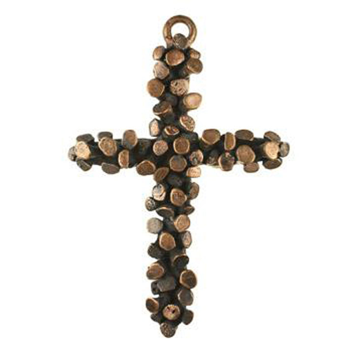 (bzp327) Solid Bronze nugget pattern heavy cross