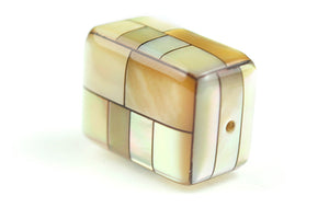 Inlay Cube 19mm x 11mm x 11mm Gold Mother of Pearl