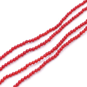 (cor005) 34" Strand of 3mm Red Coral Beads