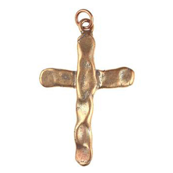 (bzp038-9734) Bronze flatened rustic cross 66mm long