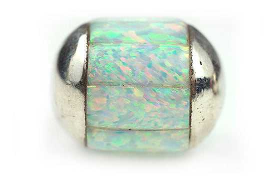 Inlay Round (no bars) 14 mm White Synth Opal