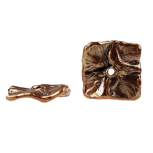 (bzbd122-9862) Bronze Square Textured Bead - Scottsdale Bead Supply
