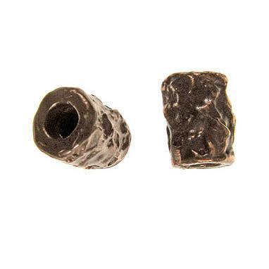 (bzbd100-9487) Bronze free form texture, short barrel bead - Scottsdale Bead Supply