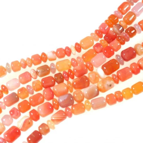 6-8mm Orange Chalcedony Barrel/Rondelles