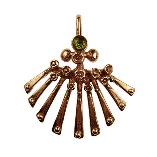 Bronze Modern Art, "Wild Thing" Pendant/Centerpiece With Faceted Peridot