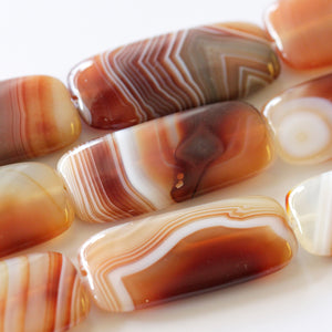 (agate039) 25x57mm Banded Agate Beads - Scottsdale Bead Supply