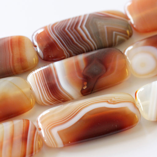 (agate039) 25x57mm Banded Agate Beads - Scottsdale Bead Supply
