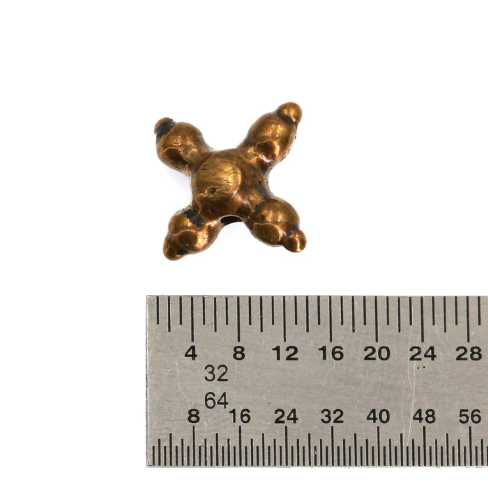 (bzbd084) Small "X" Bronze Bead