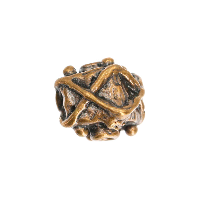 (bzbd089) Bronze Designer Cube Bead