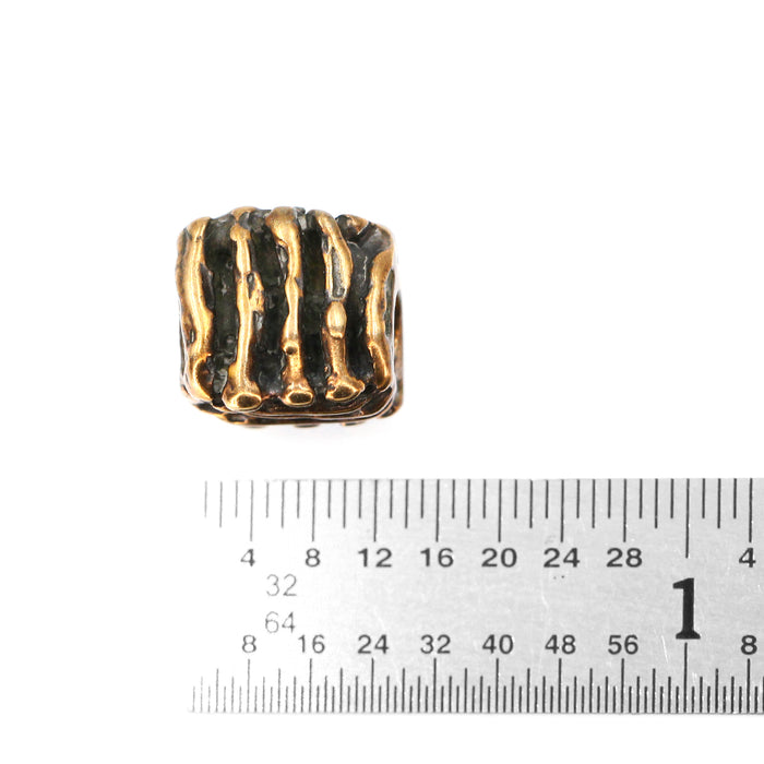 (bzbd194-n0638) 10mm Line Texture Bronze Cube Bead