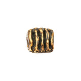 (bzbd194-n0638) 10mm Line Texture Bronze Cube Bead