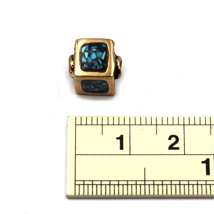 Bronze Turquoise Inlay Bead