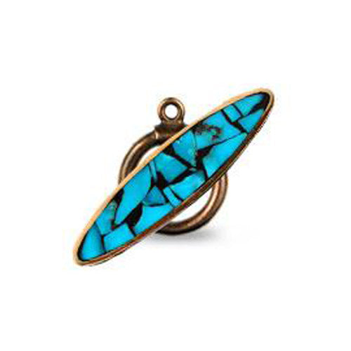 (bzct141)Turquoise Inlay Bronze Toggle