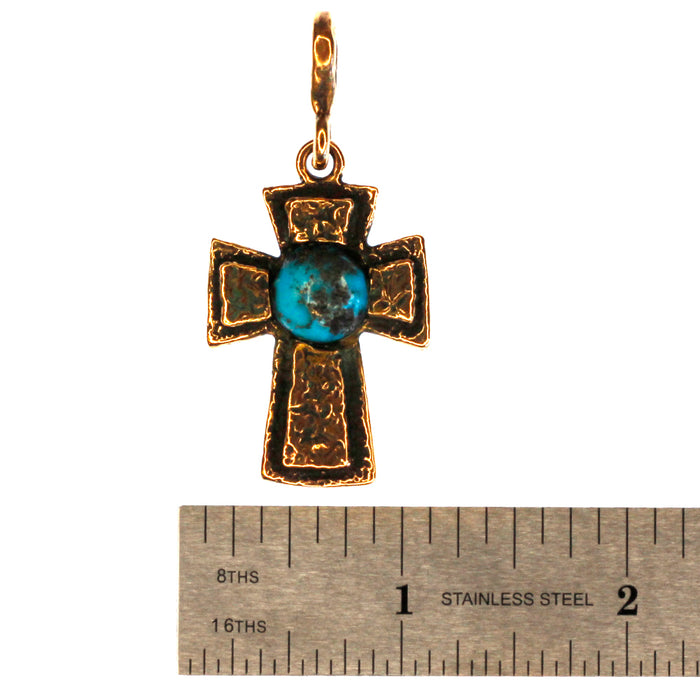 (OOAK026) Bronze Turquoise Cross