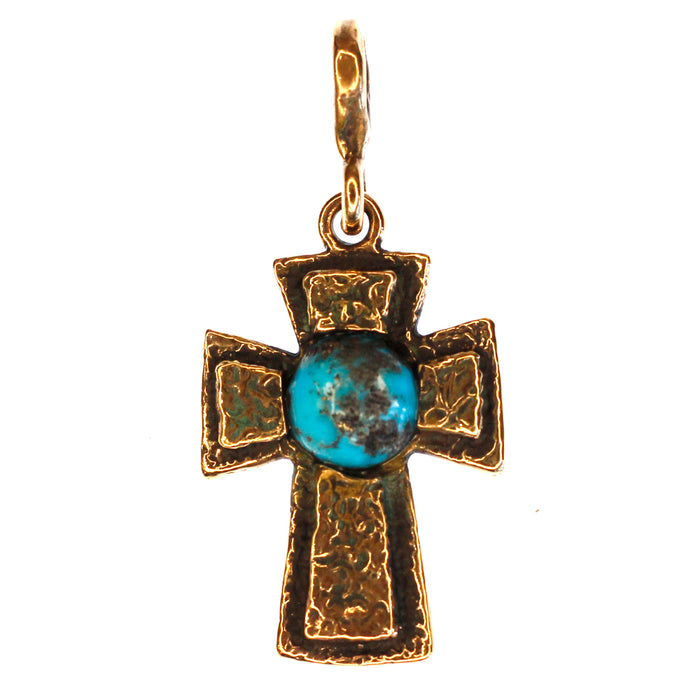 (OOAK026) Bronze Turquoise Cross