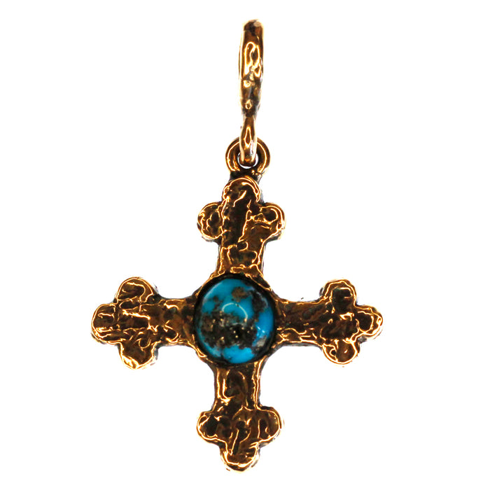 (OOAK025) Bronze Turquoise Cross