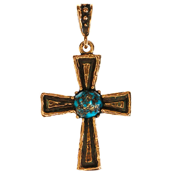 (OOAK024) Bronze Turquoise Cross