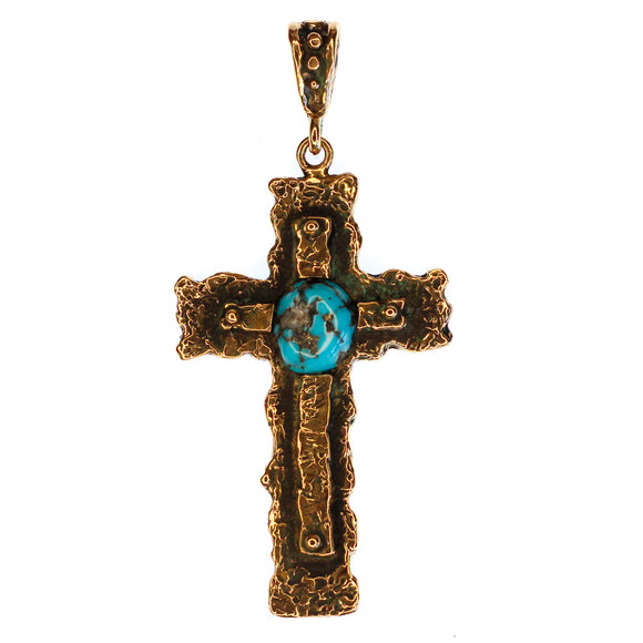 (OOAK023) Bronze Turquoise Cross