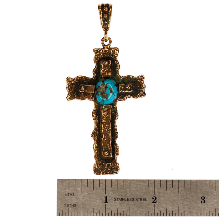 (OOAK023) Bronze Turquoise Cross